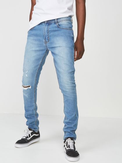 Roadster Men Blue Super Skinny Fit Mid-Rise Mildly Distressed Stretchable  Jeans