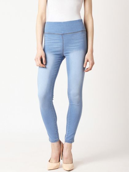Buy TARAMA Women Blue Solid Skinny Fit 