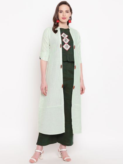 crop top palazzo with jacket myntra