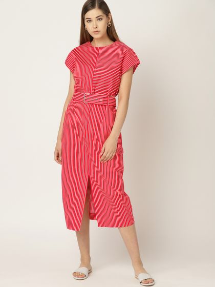 mango red striped dress