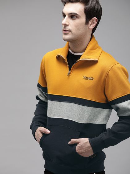 Buy Octave Men Brown Striped Sweatshirt Sweatshirts for Men