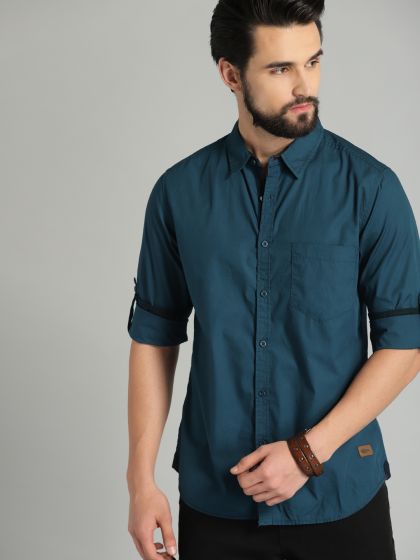 Buy Dennis Lingo Men Blue Slim Fit Windowpane Checked Casual Shirt