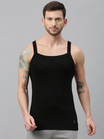 Men's Super Combed Cotton Rib Racer Back Styling Round Neck Gym Vest -  Black at Rs 240/piece in Adilabad