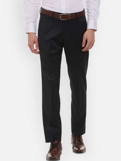 Buy Louis Philippe Navy Regular Fit Trousers for Mens Online  Tata CLiQ