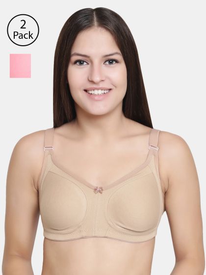 Buy Soie Women's Solid Full Coverage Minimiser Non-Padded Non-Wired Bra  Nude at