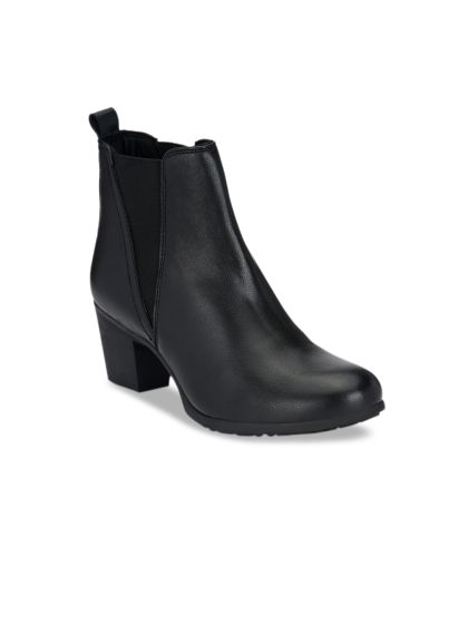 Buy Truffle Collection Women Black Solid Heeled Boots Boots for