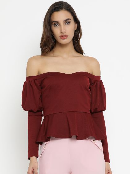 H&m red off shoulder top top