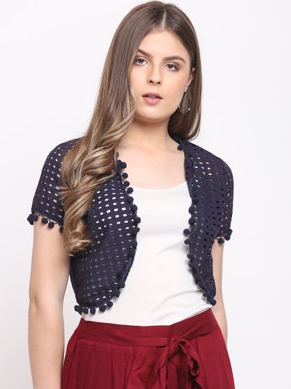 Navy clearance crochet shrug