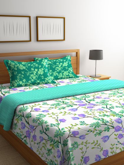 Buy Portico New York Purple Green Floral Design Bedding Set Bedding Set For Unisex 6485949 Myntra