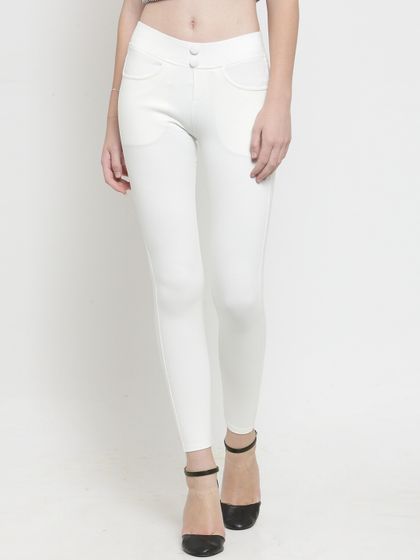 Buy Anaisa Women White Slim Fit Solid 