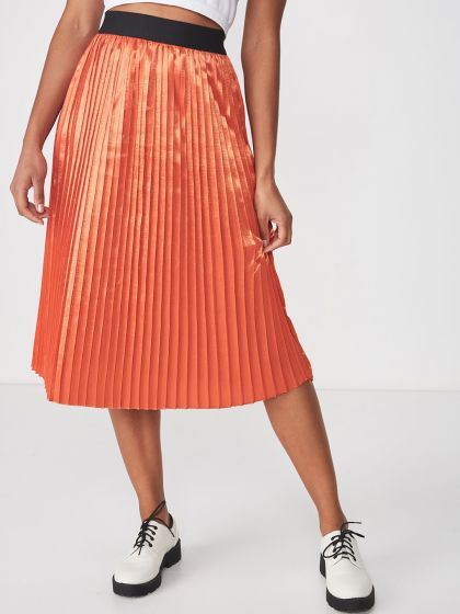 Buy FOREVER 21 Women Gold Toned A Line Knee Length Skirt Skirts