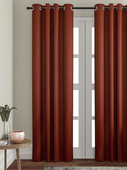 Vrinda Red Printed Single Door Curtain, Red And Brown Curtains