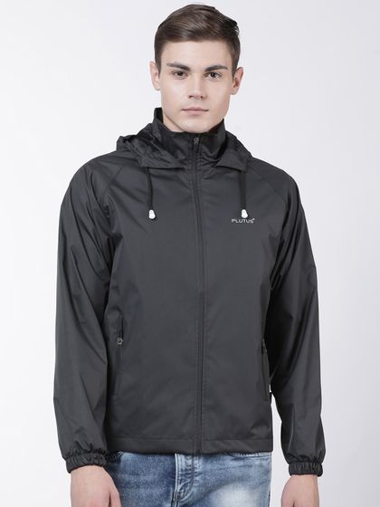 black hooded waterproof jacket