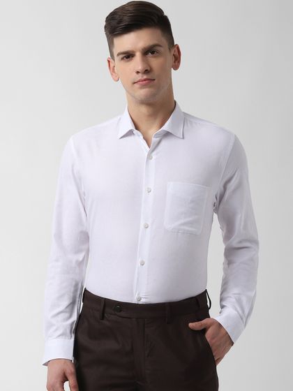 Buy Park Avenue Men White Slim Fit Self 