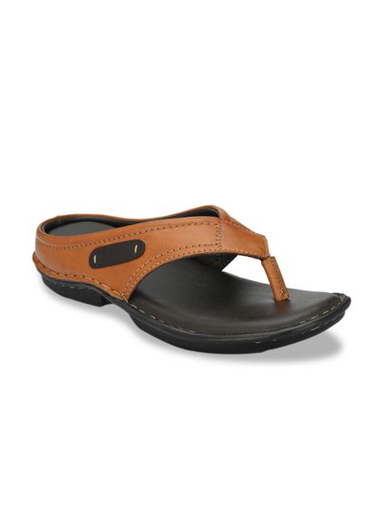 Buy Mochi Men Tan Brown Leather Comfort Sandals - Sandals for Men 8740037 |  Myntra