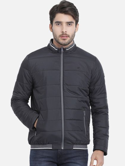 Buy T Base Men Grey Solid Padded Jacket 