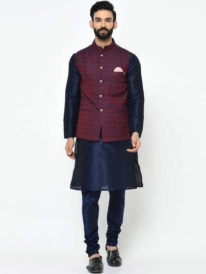 Nehru jacket on new arrivals blue kurta