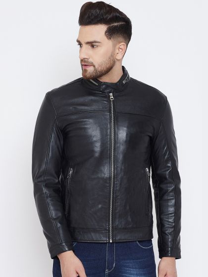 Buy BARESKIN Men Black Leather Jacket Jackets for Men Myntra