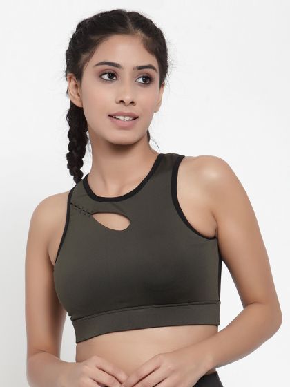 Lebami Black Solid Non-Wired Lightly Padded Sports Bra 3601