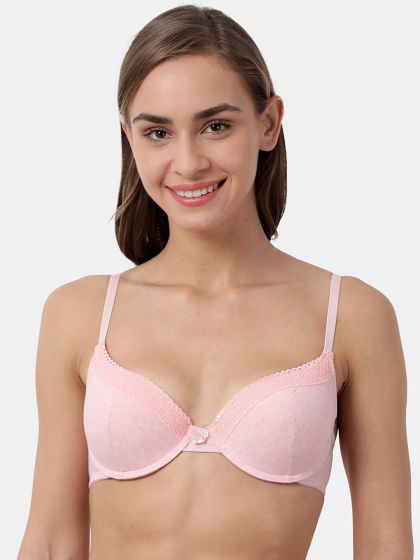 Buy Shyaway Pink & White Lace Underwired Lightly Padded Push Up Bra - Bra  for Women 9133517