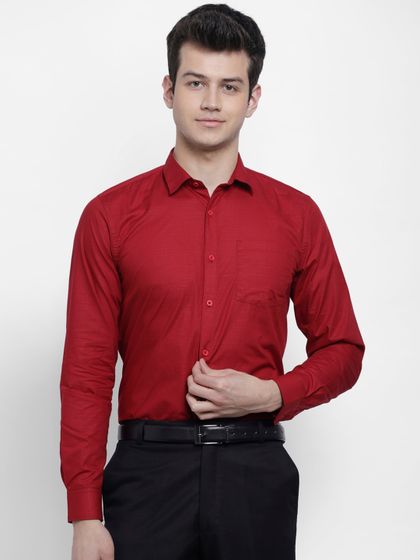 Buy Van Heusen Men Red Comfort Regular 