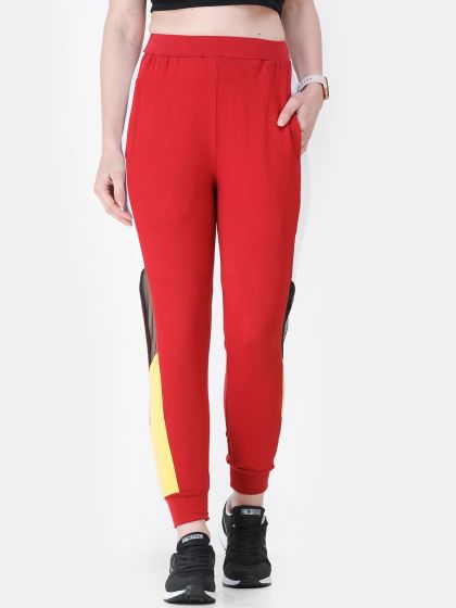 Buy C9 AIRWEAR Women Black & Red Colourblocked Straight Fit Gym Joggers - Track  Pants for Women 11983040