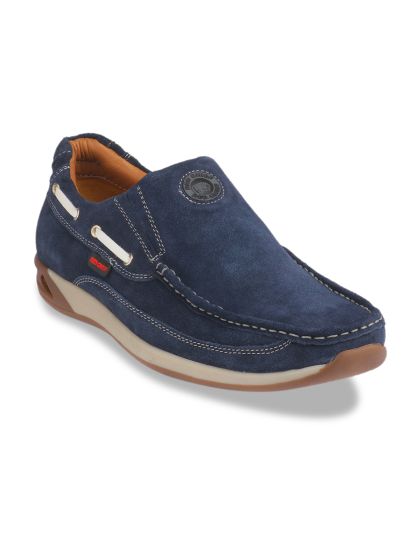 Buy Red Chief Men Navy Solid Suede Leather Slip On Sneakers