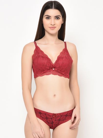 Buy online Pink Lace Detail Bra & Panty Set from lingerie for Women by Mod  & Shy for ₹599 at 60% off
