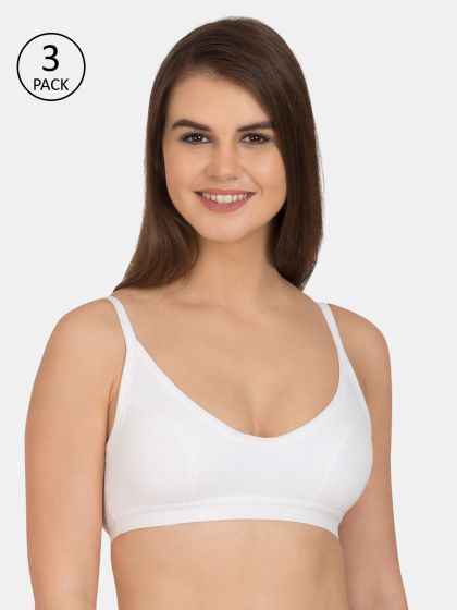 2-pack non-padded lace soft bras - Dark grey/White - Ladies