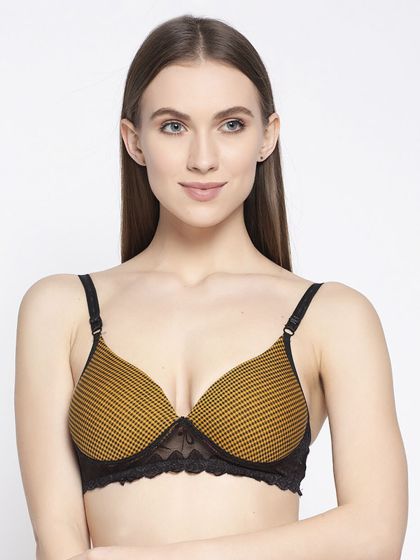 Buy Quttos Wirefree T-shirt Padded Bra - Yellow online