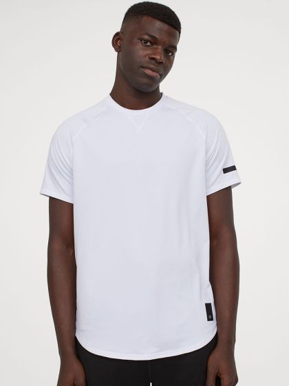Men - White Long Fit T-Shirt - Size: XL - H&M