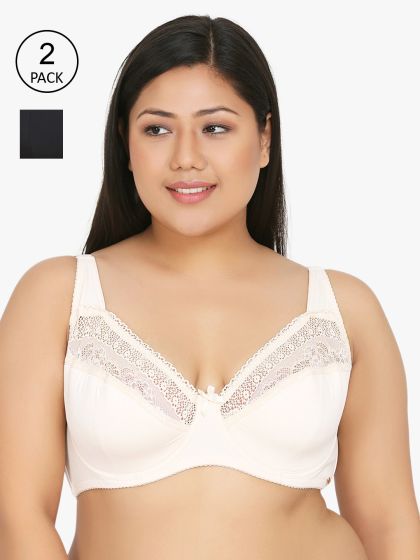 Buy Kalyani 5010 Women's Cotton Non-Padded Cross Front Wire Free Full  Coverage Minimizer Bra White at