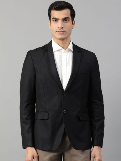 Buy Van Heusen Brown Self Design Single Breasted Slim Fit Blazer