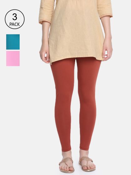 Buy Dollar Missy Women's Cotton Slim Fit Stylish And Trendy Red And Sea  Green Color Ankle Length Leggings Online at Low Prices in India 