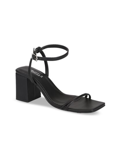 Nature black best sale strappy block heels