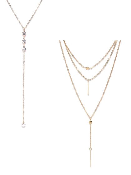 Buy Studio Voylla Gold Toned Firdaus Tasseled Necklace Necklace