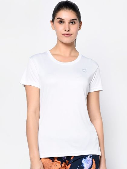 Buy LAASA SPORTS Women White Dry Fit Training Or Gym T Shirt