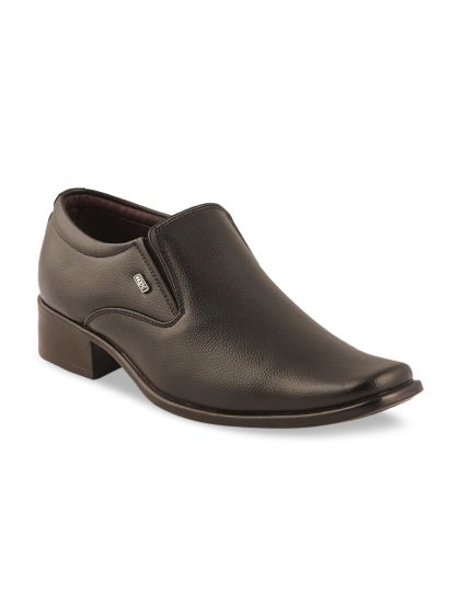 Buy Lee Cooper Men Coffee Brown Perforated Leather Formal Slip Ons
