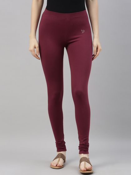 Twinbirds Cherry Berry Red Solid Ankle Legging