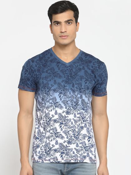 Buy Pepe Jeans Men Blue Printed Slim Fit V Neck T Shirt - Tshirts for Men  10264909 | Myntra