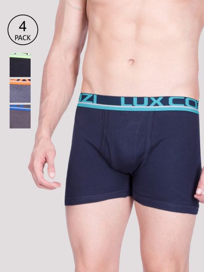 Buy Lux Venus Men's Assorted Solid 100% Cotton Pack of 10 Trunks