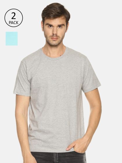 Melange Grey Plain round Neck T-Shirts: Mister Fab