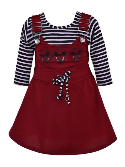 Navy Blue Dungaree Skirt with Striped Top2330