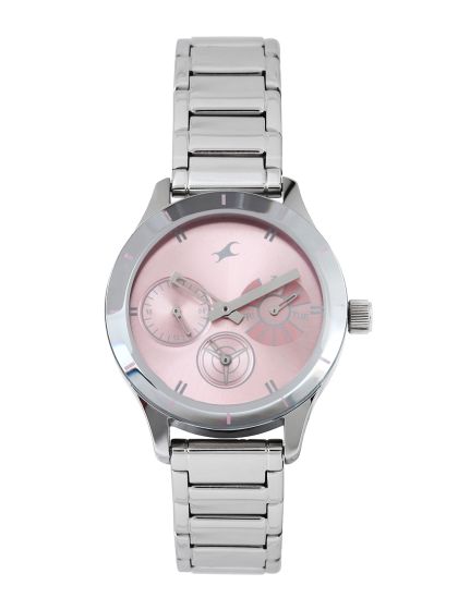 Buy Fastrack Women Pink White Textured Dial Watch 6134SM02