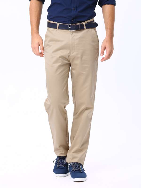 Buy BASICS Solid Cotton Stretch Slim Tapered Fit Mens Trousers  Shoppers  Stop