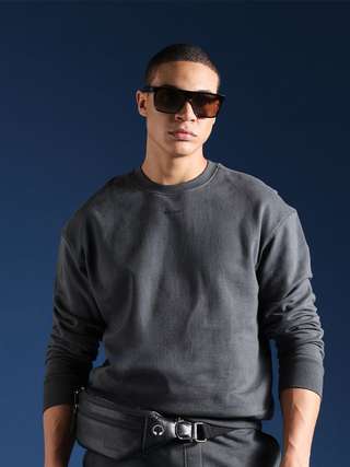 THE BEAR HOUSE Men Relaxed Fit Crew Neck Sweatshirt