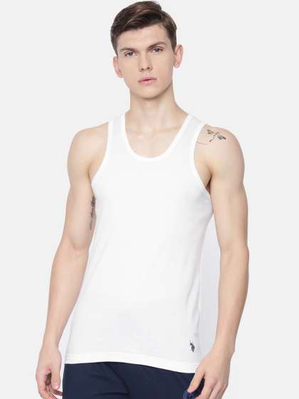 U.S. Polo Assn. Men
                      White Solid Innerwear Vests I661-001-P1