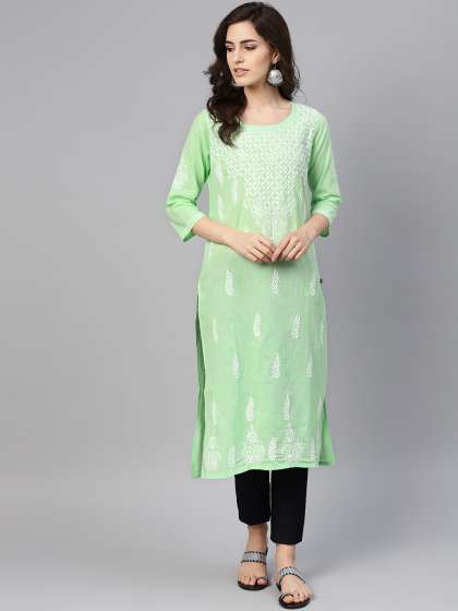 myntra chikankari kurtas