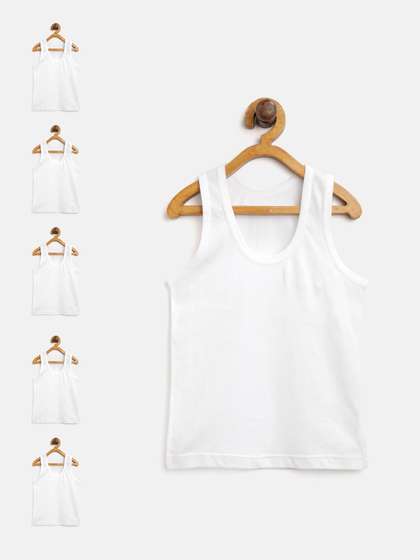 Bodycare Kids Boys Pack
                    Of 6 White Solid Innerwear Vests 150_60