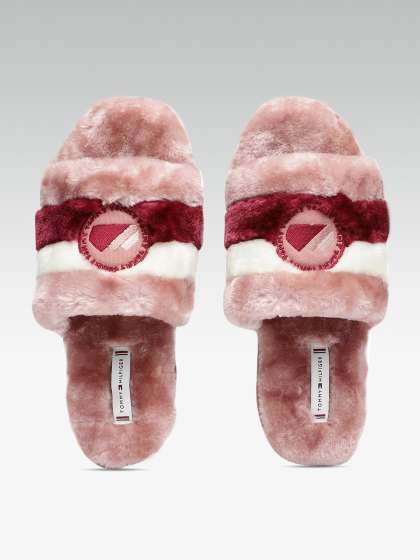 fluffy tommy hilfiger sliders